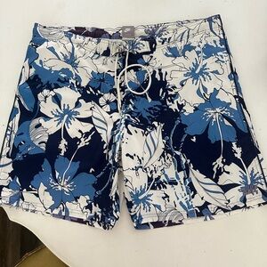 Nike swim Y2K esthetic tropical blue print XL shorts lined